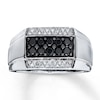 Previously Owned Men's Black/White Diamond Ring 3/4 ct tw 10K White Gold