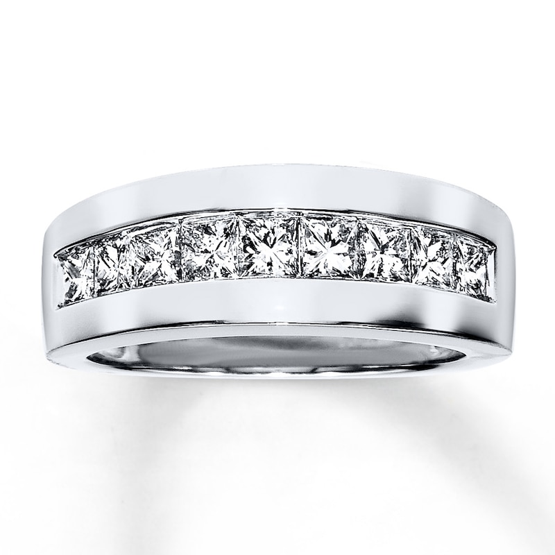 Previously Owned Men's Diamond Band 1-1/2 ct tw Square-cut 14K White Gold