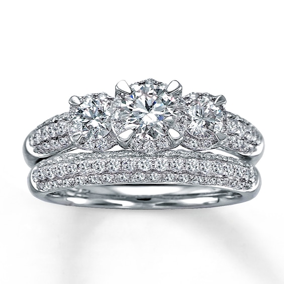 Previously Owned Diamond Bridal Set 1-3/8 ct tw 14K White Gold