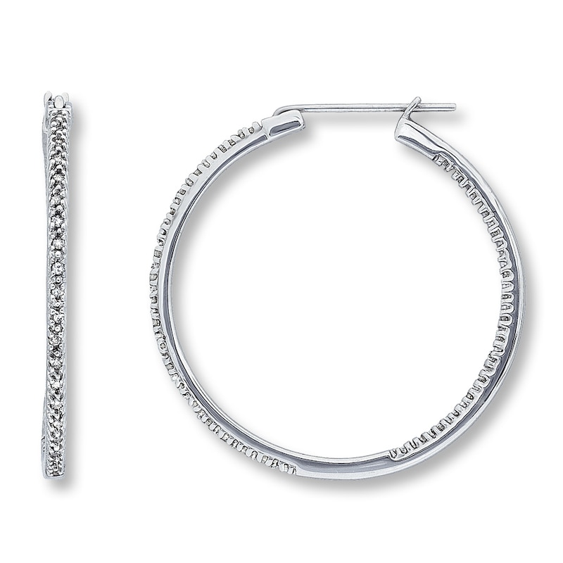 Previously Owned Diamond Hoop Earrings 1/4 ct tw Round-cut 10K White Gold