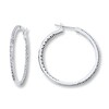 Thumbnail Image 1 of Previously Owned Diamond Hoop Earrings 1/4 ct tw Round-cut 10K White Gold