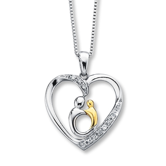 Previously Owned Diamond Necklace 1/20 ct tw Round-cut Sterling Silver & 10K Yellow Gold 18"