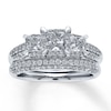 Thumbnail Image 0 of Previously Owned Diamond Bridal Set 1-1/2 ct tw Princess-cut 14K White Gold
