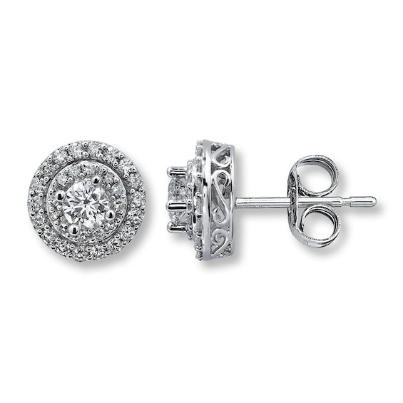 Previously Owned Diamond Earrings 1-1/2 ct tw Round-Cut 14K White Gold