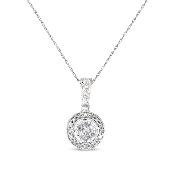 Previously Owned Diamond Necklace 1/5 ct tw Round-cut 10K White Gold 18"