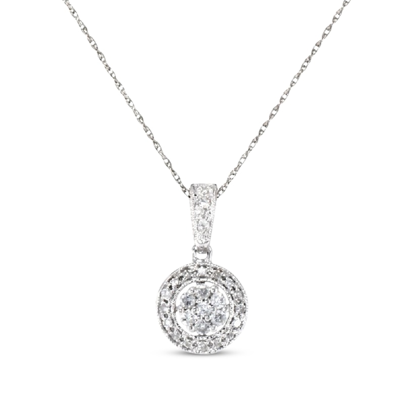 Main Image 1 of Previously Owned Diamond Necklace 1/5 ct tw Round-cut 10K White Gold 18&quot;