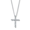 Thumbnail Image 0 of Previously Owned Diamond Cross Necklace 1/3 cttw 14K White Gold 18"