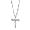 Thumbnail Image 1 of Previously Owned Diamond Cross Necklace 1/3 cttw 14K White Gold 18"