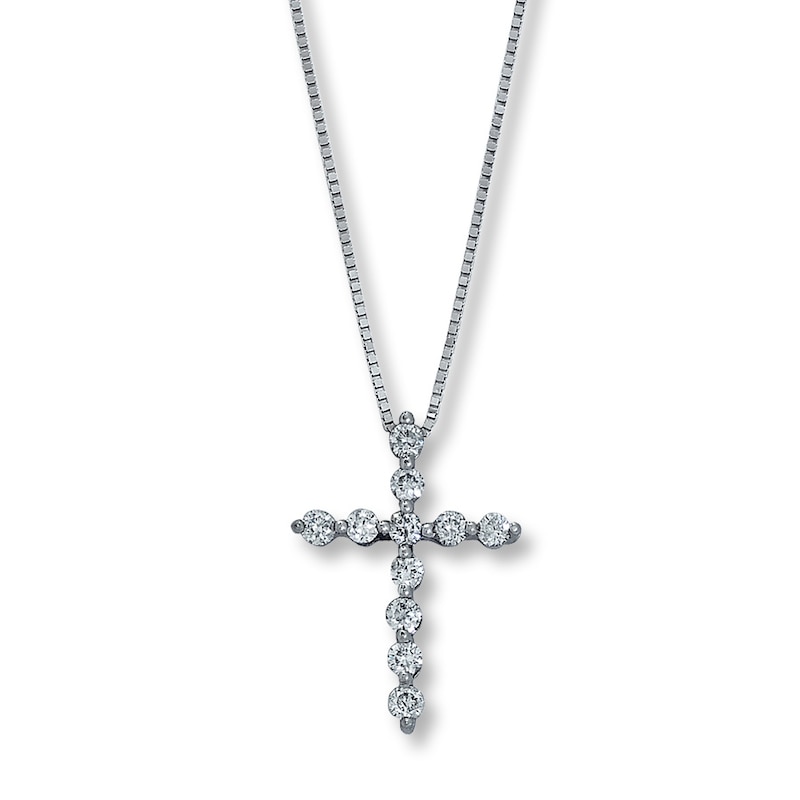 Previously Owned Diamond Cross Necklace 1/3 cttw 14K White Gold 18"