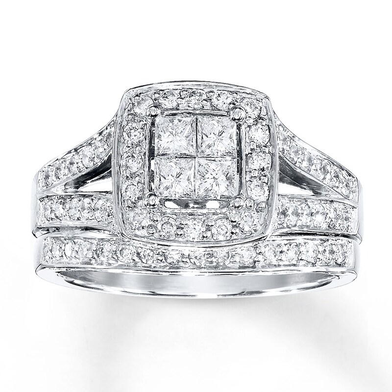 Main Image 1 of Previously Owned Bridal Set 1 ct tw Diamonds 14K White Gold