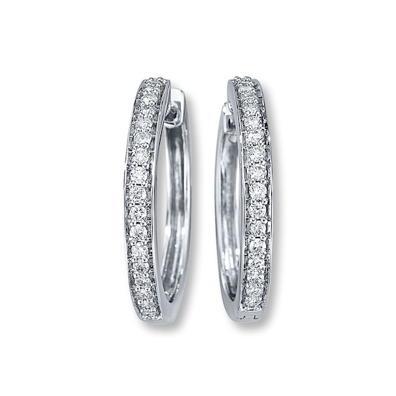 Previously Owned Diamond Hoop Earrings 1/2 ct tw 14K White Gold