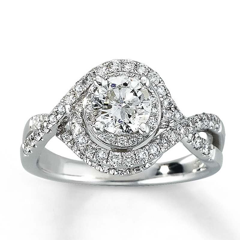 Main Image 1 of Previously Owned Diamond Engagement Ring 1-1/5 ct tw Round-cut 14K White Gold