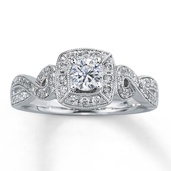 Previously Owned Diamond Engagement Ring 5/8 ct tw Round-cut 14K White Gold