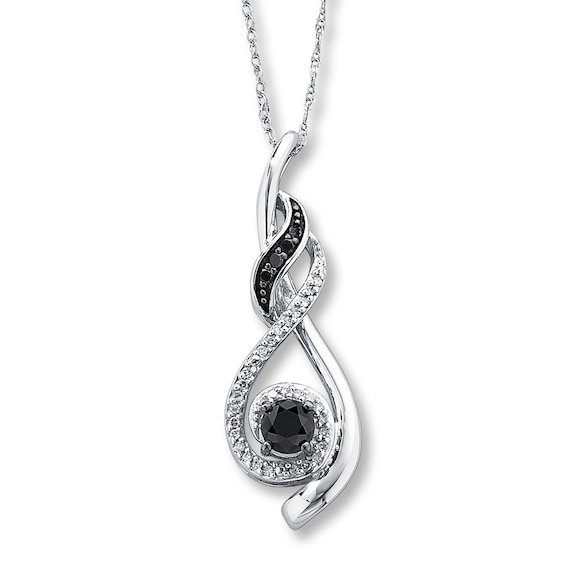 Previously Owned Black Diamond Necklace 3/8 ct tw Diamonds 10K White Gold 18"