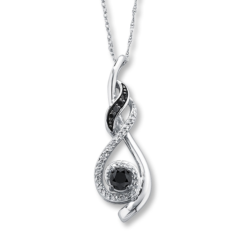 Main Image 1 of Previously Owned Black Diamond Necklace 3/8 ct tw Diamonds 10K White Gold 18&quot;