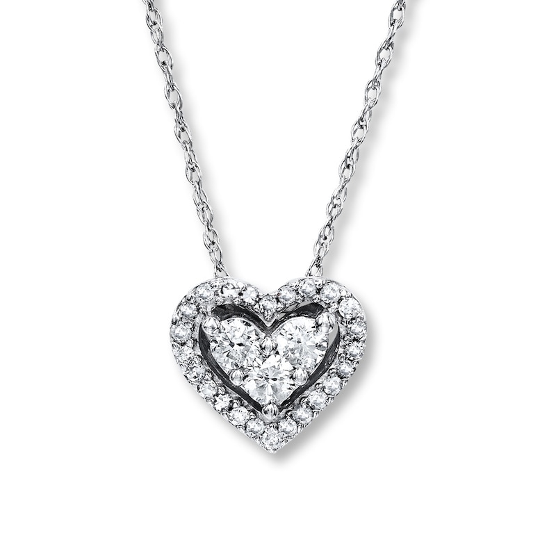 Main Image 1 of Previously Owned Diamond Heart Necklace 1/4 ct tw Round-cut 10K White Gold 18&quot;