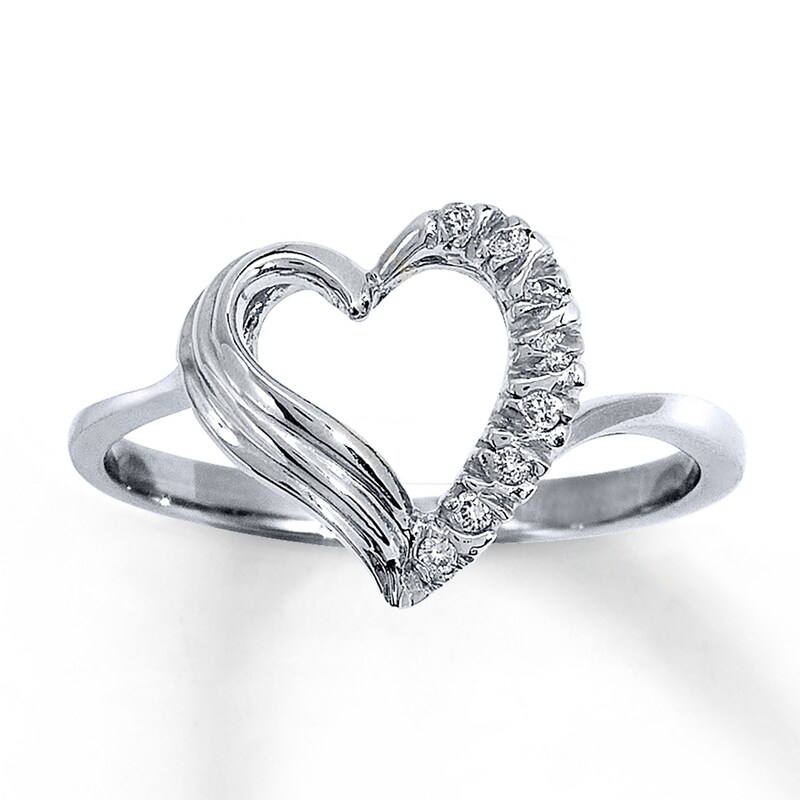 Main Image 1 of Previously Owned Diamond Heart Ring 1/20 ct tw Round-cut 10K White Gold