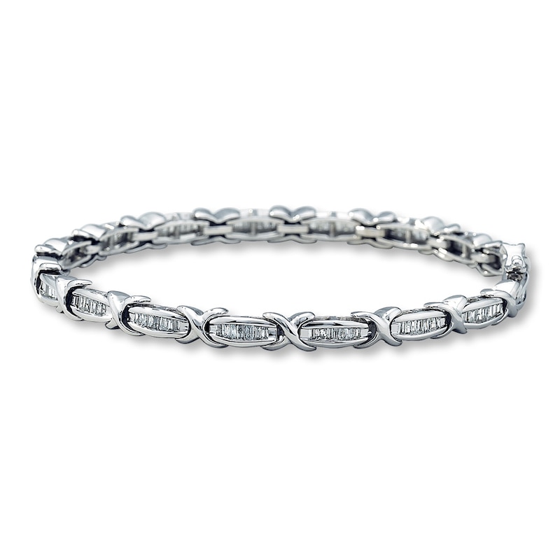 Main Image 1 of Previously Owned Diamond Bracelet 1 ct tw Baguette-cut 10K White Gold