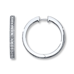 Previously Owned Diamond Hoop Earrings 1 ct tw Round-cut 14K White Gold