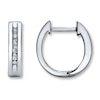 Thumbnail Image 1 of Previously Owned Diamond Hoop Earrings 1/8 ct tw Round-cut 10K White Gold
