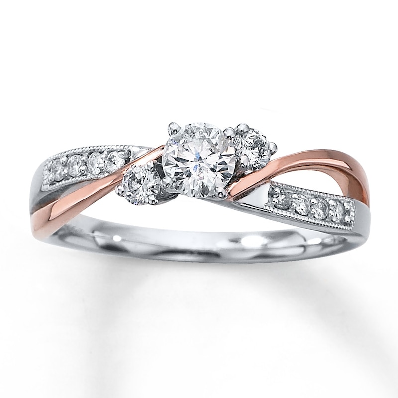 Main Image 1 of Previously Owned Diamond Engagement Ring 3/8 ct tw Round-cut 14K Two-Tone Gold