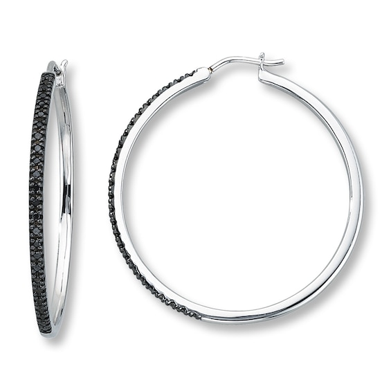 Previously Owned Black Diamond Earrings 1/4 ct tw Round-cut Sterling Silver