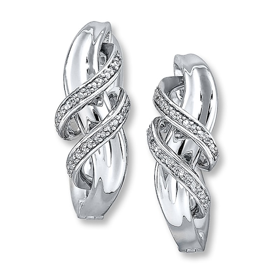 Previously Owned Diamond Earrings 1/10 ct tw Round-cut Sterling Silver