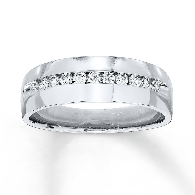 Previously Owned Men's Diamond Wedding Band 1/3 ct tw Round-cut 10K White Gold