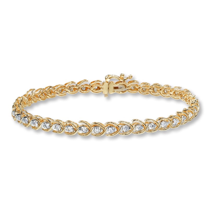 Previously Owned Diamond Bracelet 1-1/2 ct tw Round-cut 10K Yellow Gold 7.25"
