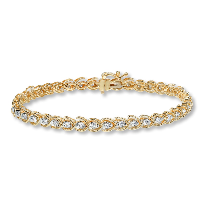 Main Image 1 of Previously Owned Diamond Bracelet 1-1/2 ct tw Round-cut 10K Yellow Gold 7.25"