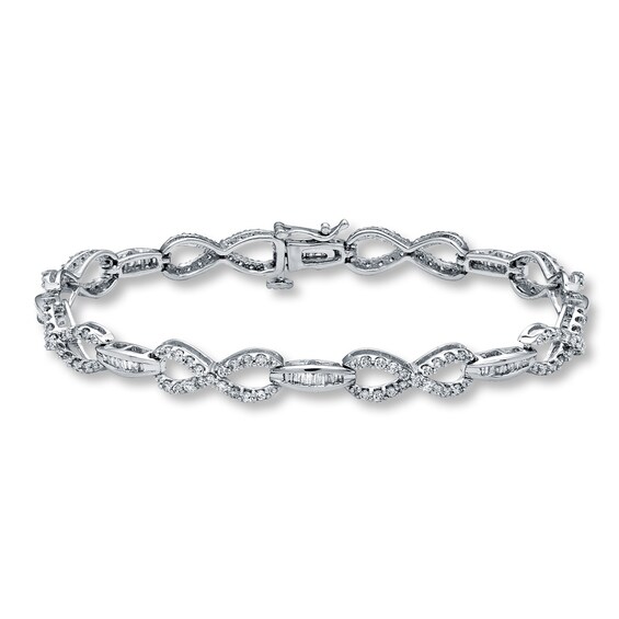 Previously Owned Diamond Infinity Bracelet 2 cttw Baguette & Round 14K White Gold 7.5"
