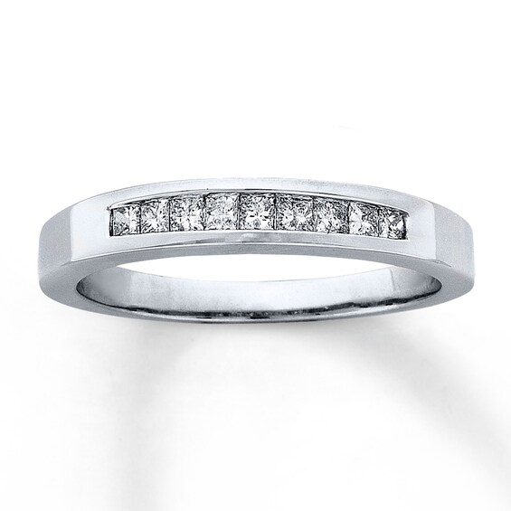 Previously Owned Anniversary Ring 1/4 ct tw Princess-cut Diamonds 14K White Gold
