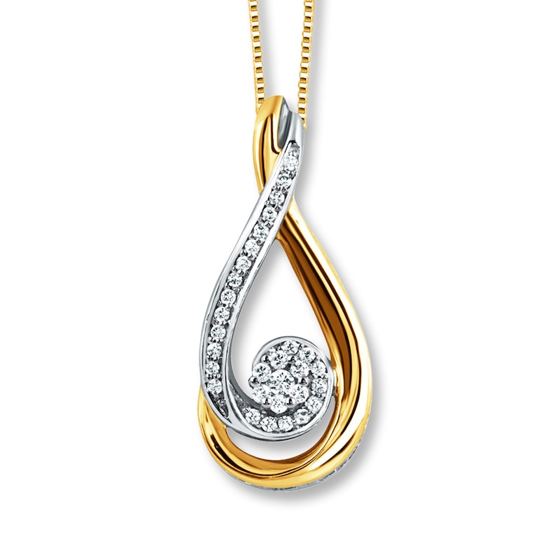 Main Image 1 of Previously Owned Diamond Necklace 1/6 ct tw Round-cut 10K Yellow Gold