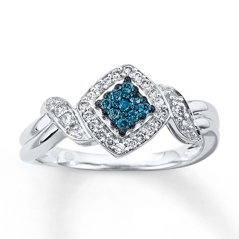 Main Image 1 of Previously Owned Blue Diamond Ring 1/4 ct tw 10K White Gold