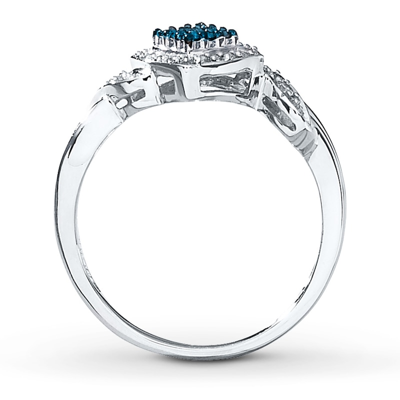 Main Image 2 of Previously Owned Blue Diamond Ring 1/4 ct tw 10K White Gold