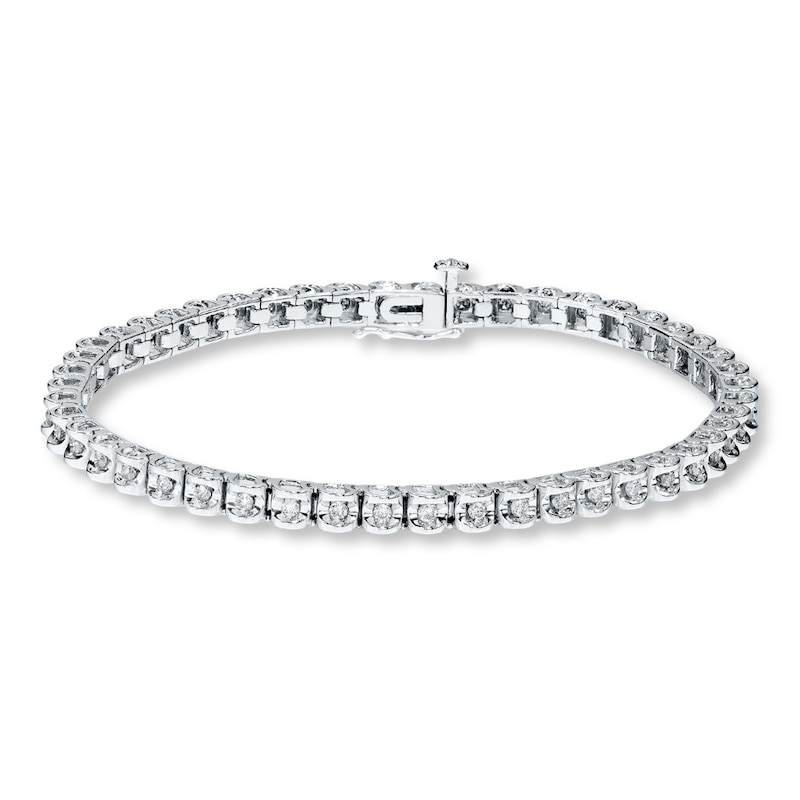 Main Image 1 of Previously Owned Bracelet 1 ct tw Diamonds 10K White Gold 7.25&quot;