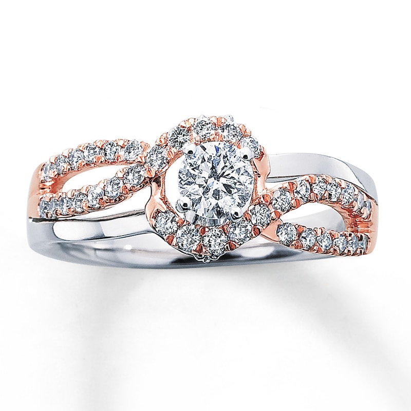 Main Image 1 of Previously Owned Diamond Engagement Ring 5/8 ct tw Round-cut 14K Two-Tone Gold