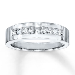 Previously Owned Men's Diamond Wedding Band 5/8 ct tw Square-cut 10K White Gold