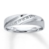 Thumbnail Image 1 of Previously Owned Men's Diamond Wedding Band 1/15 ct tw Round-cut 10K White Gold