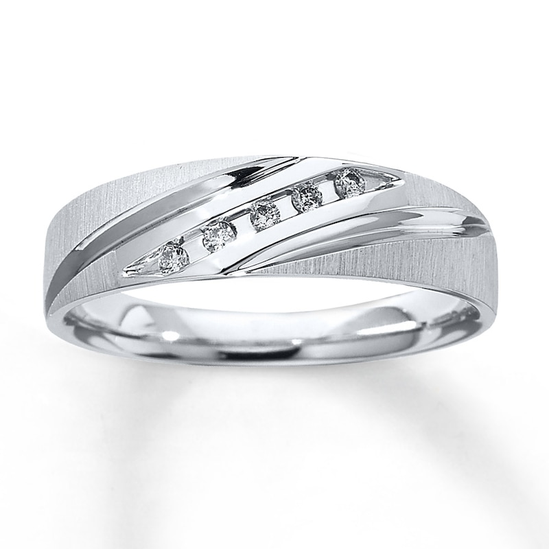 Previously Owned Men's Diamond Wedding Band 1/15 ct tw Round-cut 10K ...
