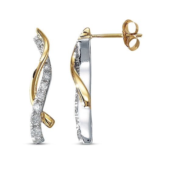 Previously Owned Diamond Earrings 1/3 ct tw Round-cut 10K Two-Tone Gold