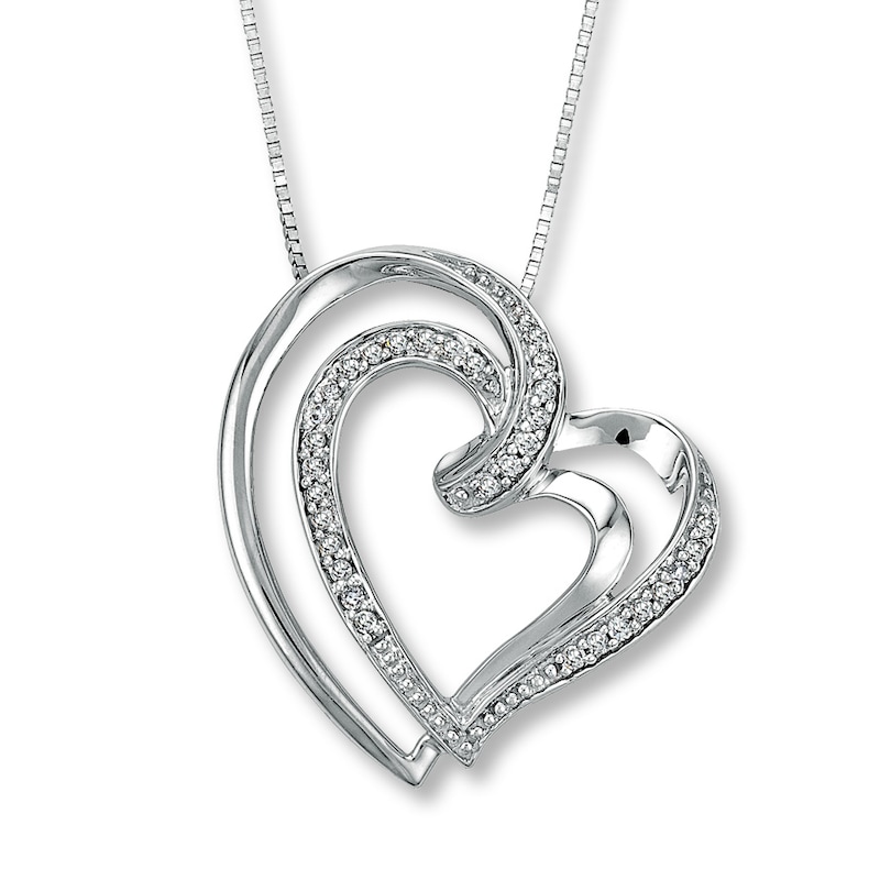 Previously Owned Diamond Heart Necklace 1/8 ct tw Round-Cut 10K White Gold