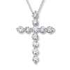 Thumbnail Image 0 of Previously Owned Diamond Cross Necklace 7/8 ct tw Round-cut 14K White Gold