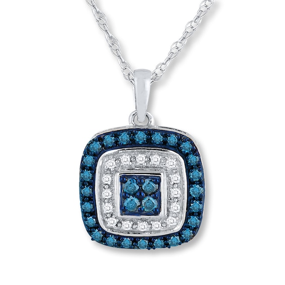 Previously Owned Blue & White Diamonds 1/2 ct tw Necklace 10K White Gold