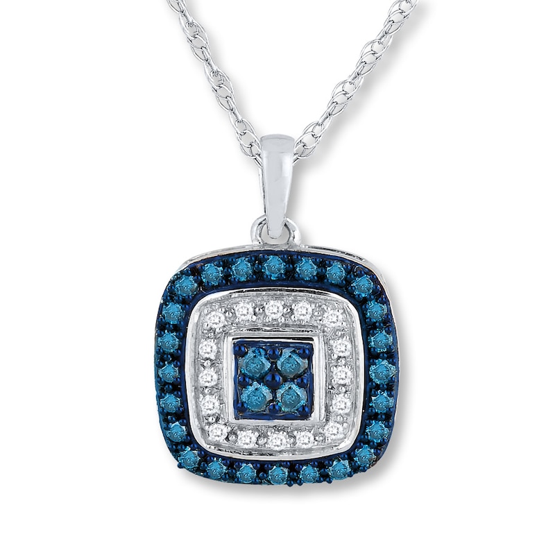 Previously Owned Blue & White Diamonds 1/2 ct tw Necklace 10K White Gold