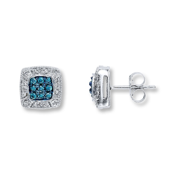 Previously Owned Blue Diamond Earrings 1/3 ct tw 10K White Gold