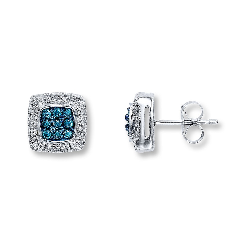 Previously Owned Blue Diamond Earrings 1/3 ct tw 10K White Gold Kay