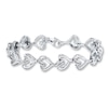 Previously Owned Diamond Heart Bracelet 1/8 ct tw Round-cut Sterling Silver 7.5"