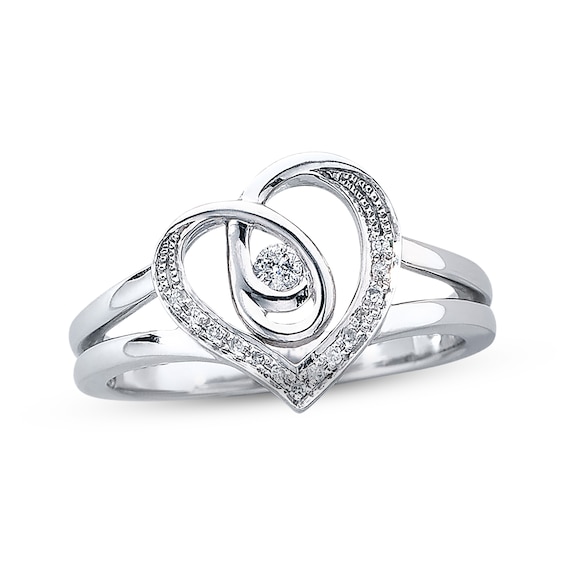 Previously Owned Heart Ring 1/10 ct tw Diamonds Round-cut Sterling Silver