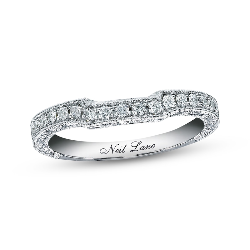 Main Image 1 of Previously Owned Neil Lane Diamond Wedding Band 1/3 ct tw Round-cut 14K White Gold - Size 5